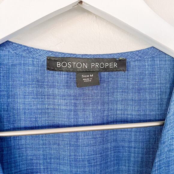 Boston Proper Blue Tie Front Jumpsuit Medium - Picture 3 of 7